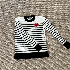 Striped Sweater with Heart Detail
